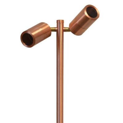 Garden Double Spiked Pole Light - 12V Mr16 - Polished Copper