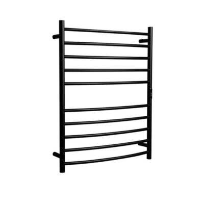 Hotwire Heated Towel Rail - Curved Round Bar (H900Mmxw700Mm) With Timer - Black
