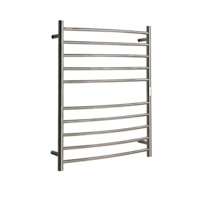 Hotwire Heated Towel Rail - Curved Round Bar (H900Mmxw700Mm) With Timer - Brushed Nickel