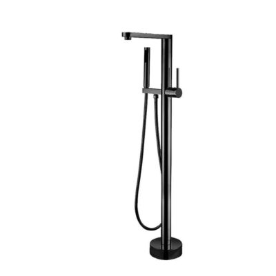Fluid Floor Standing Bath Spout - Mixer And Hand Shower - Matte Black
