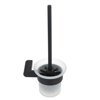 Fluid Stainless Steel Toilet Brush Holder - Wall Mounted - Matte Black