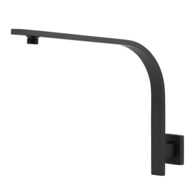 High Curved Goose Neck Shower Arm - Wall Mounted - Matte Black