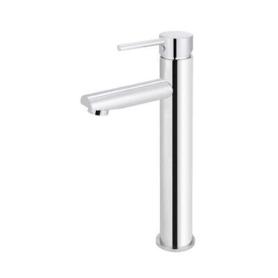 Round Brass Tall Mixer Straight Spout - Single Lever - Chrome