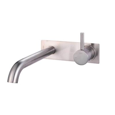 Wish2 Wall Basin Bath Mixer And Spout - 220Mm Backplate - Brushed Nickel
