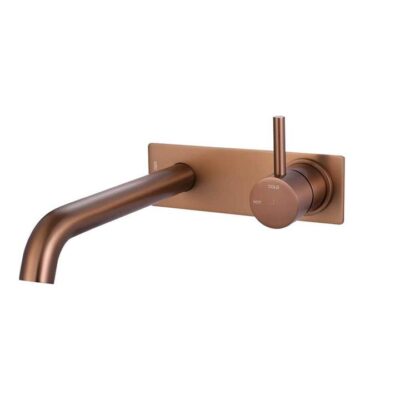 Wish2 Wall Basin Bath Mixer And Spout - 220Mm Backplate - Matte Copper
