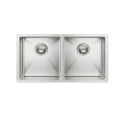Lavello Nano Coated Stainless Steel Kitchen Sink - 860 X 440Mm Double Bowl - Top/Under Mount - Pvd Brushed Nickel