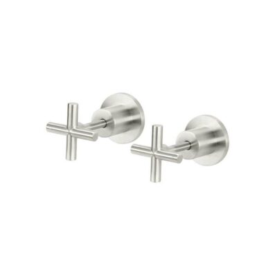 Round Brass Cross Handle Shower Wall Taps – Pvd Brushed Nickel Crazy Deals Online Round Brass Cross Handle Shower Wall Taps - Pvd Brushed Nickel