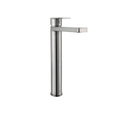 Eeva Round Basin Mixer Tap -Extended/Tall - Straight Spout - Brushed Nickel
