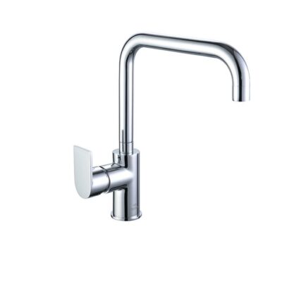 Eeva Round Kitchen Mixer Tap - Square Neck Swivel - Chrome