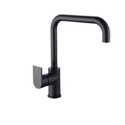 Eeva Round Kitchen Mixer Tap - Square Neck Swivel - Matte Black
