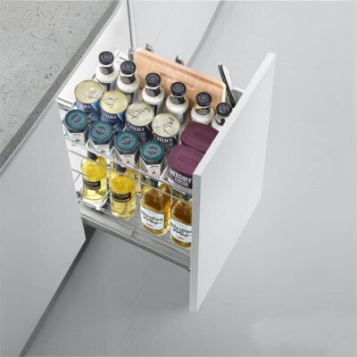 Diamond Pull Out Kitchen Cupboard Organiser - With Hooks And Knife Block - Fits 450Mm