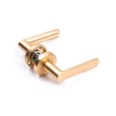 Fairhaven Passage Door Lever Handle - Round Rose - Satin Brass