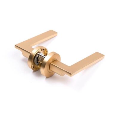 Hamilton Passage Door Lever Handle - Round Rose - Satin Brass