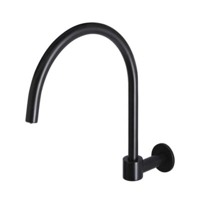 Round Brass High Rise Swivel Spout - Wall Mounted - Matte Black