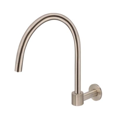 Round Brass High Rise Swivel Spout - Wall Mounted - Champagne