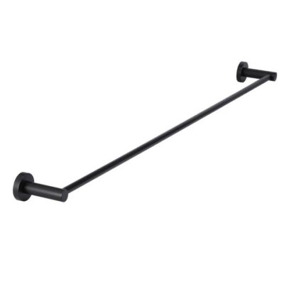Round Brass Single Towel Rail - Matte Black - 900Mm