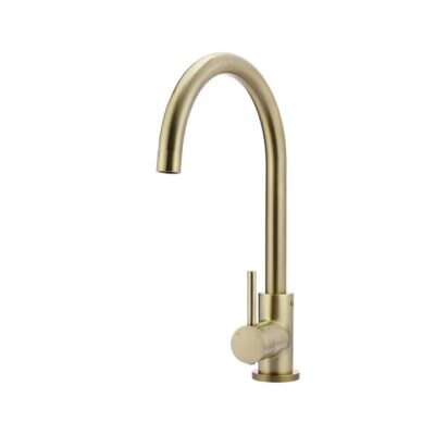 Round Kitchen Mixer Tap - Gooseneck Swivel - Pvd Tiger Bronze