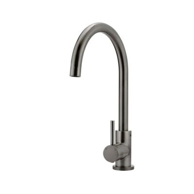 Round Kitchen Mixer Tap - Gooseneck Swivel - Pvd Shadow