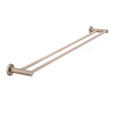 Round Brass Double Towel Rail - Champagne - 900Mm