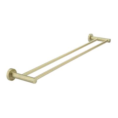 Round Brass Double Towel Rail - Pvd Tiger Bronze - 600Mm
