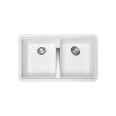 Cg2B Granite Kitchen Sink - 824X481Mm Twin Bowl - Snova White - Under Mount