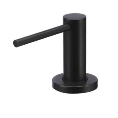 Round Liquid Soap Dispenser - Stainless Steel Pump - Bench-Mounted - Matte Black