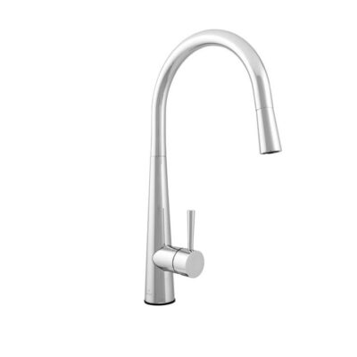 Nuova Calare Round Pull Out Kitchen Mixer Tap - Gooseneck - Brushed Nickel