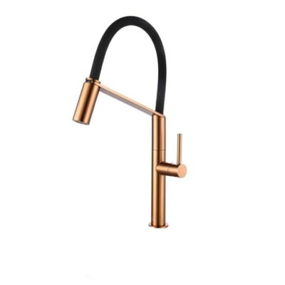 Cori Pull Down Kitchen Mixer Tap - Copper With Black Silicone