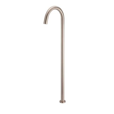 Round Brass Floor Standing Bath Spout - Champagne