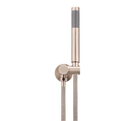 Round Brass Hand Shower Bath Set With Bracket - Champagne