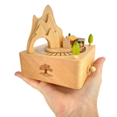 Mountain Railroad Train Wooden Music Box