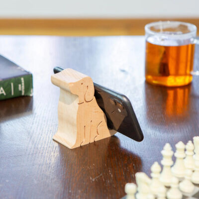 Dog Wooden Phone Stand